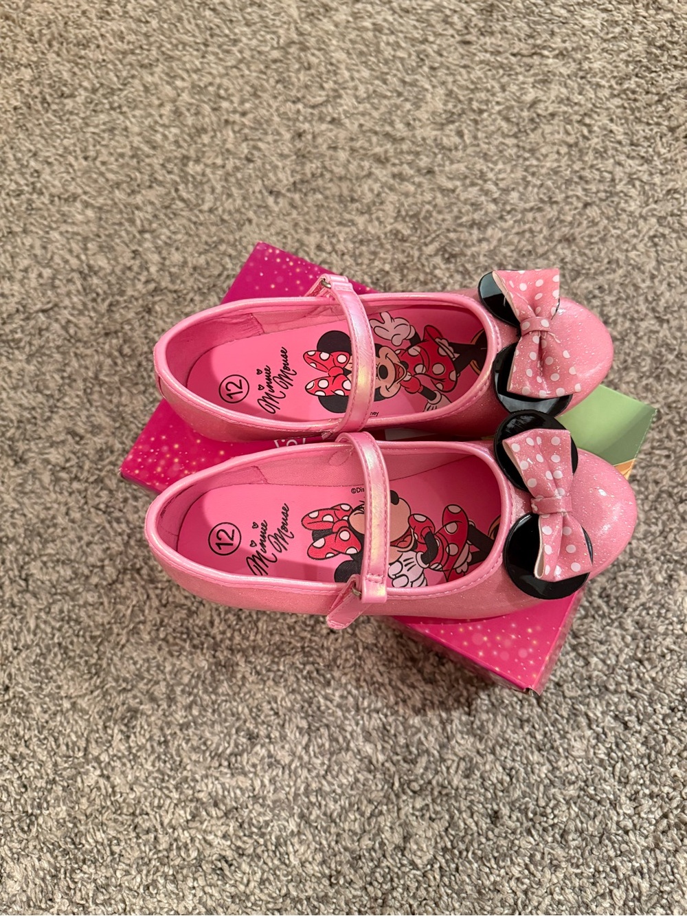 NEW Kids Pink Minnie Mouse Bow Mary Jane Shoes size 12 - Picture 5 of 8